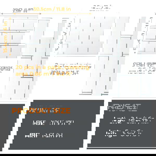 WT3D1803 - Pure White Grey Grout Subway Metro Classic Brick Glossy 3D Tile Sticker 30.5 x 15.4cm (12 x 6 in) - 20pcs in a pack