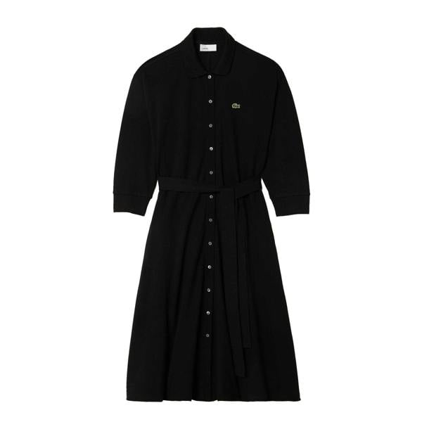 Lacoste Womens/Ladies Piqué 3/4 Sleeve Polo Shirt Dress - Black - 