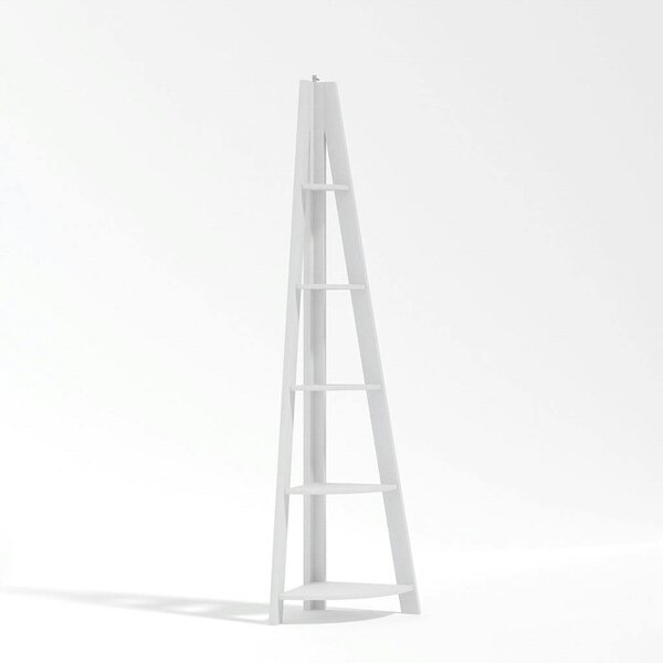 Wyld Haus Athy White Wooden Corner Ladder Shelving Unit 5 Shelves
