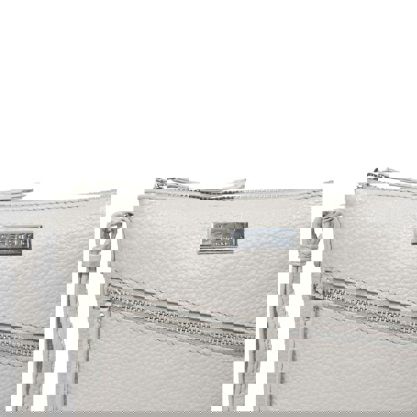 Assots London 'ROSY' Light Ice Grey Pebble Grain Soft Real Leather Crossbody Bag