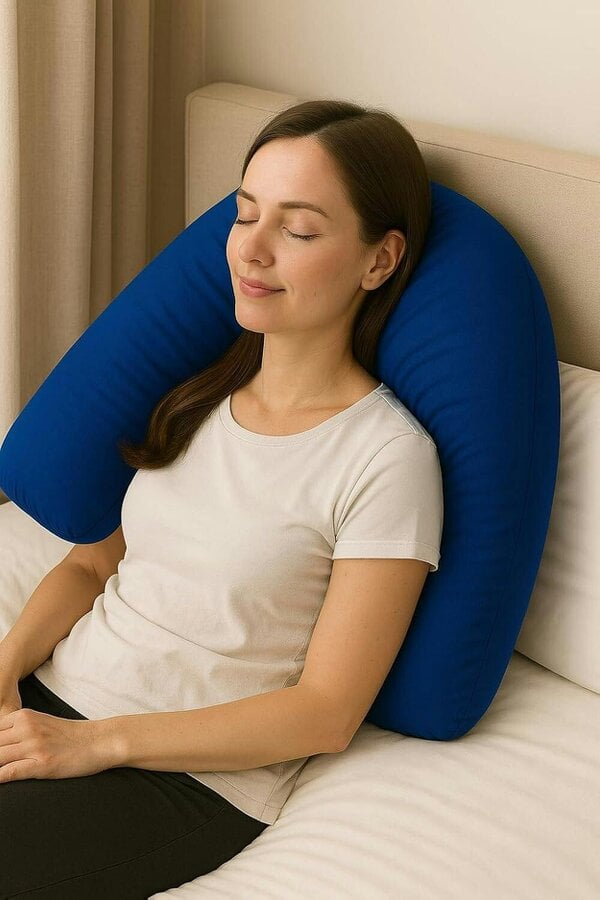 Night Zone Easy Care Polycotton V Shaped Pillow – Orthopaedic Support Pillow with Case or Cover Only - Royal Blue - Cover Only