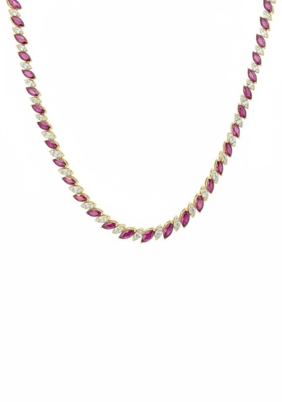 Latelita Viscountess Statement Tennis Necklace Ruby Gold