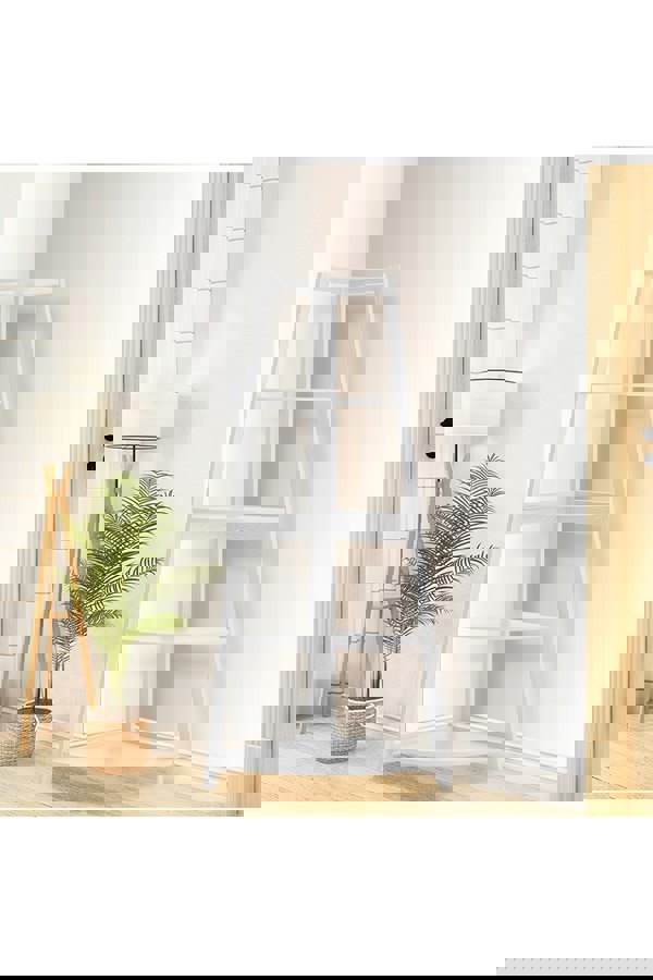 Living and Home 5 Tier Wooden Ladder Corner Bookcase Trapezoidal Fan-Shaped Book Shelf Storage Shelf