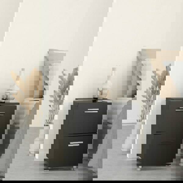 Furniture To Go Pepe Bedside 2 Drawers in Black