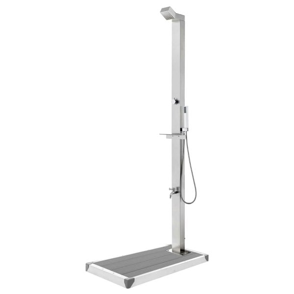 Berkfield Garden Shower with Grey Base 225 cm Stainless Steel