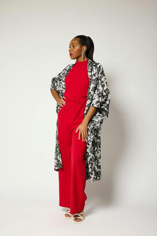 Lioness by TF Monochrome Brocade Kimono Jacket