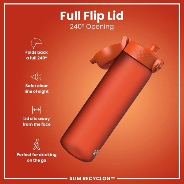ION8 Leak Proof Slim Water Bottle, Recyclon, Hearty Orange, 500ml (18oz)
