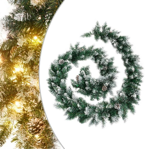 Berkfield Christmas Garland with LED Lights Green 5.2 m PVC