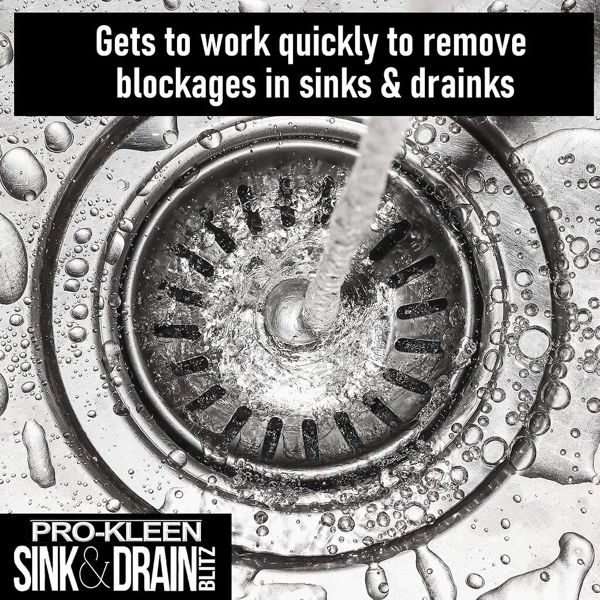 ProKleen 2L of Pro-Kleen Sink & Drain Blitz - Plughole, Sink & Drain Unblocker - Super Strength Formula