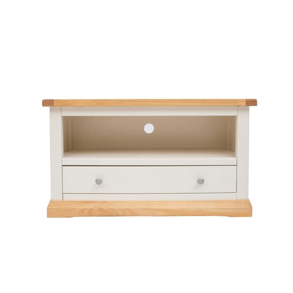 Trevi Off White 1 Drawer TV Cabinet Chrome Knob