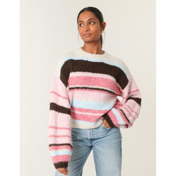 Blue Vanilla Colourful Block Horizontal Stripes Jumper