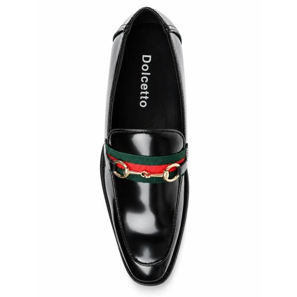 Dolcetto Men's Patent Vegan Leather Slip-On Horsebit Loafers