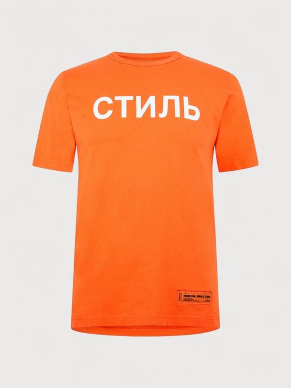 Heron Preston CTNMB Logo T Shirt Orange - Mens