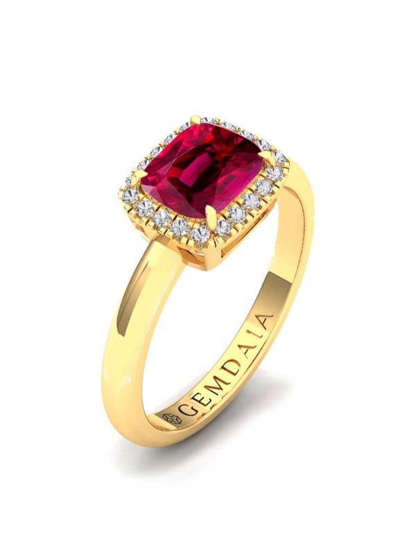 Gemdaia Natural Ruby Ring - East West Halo