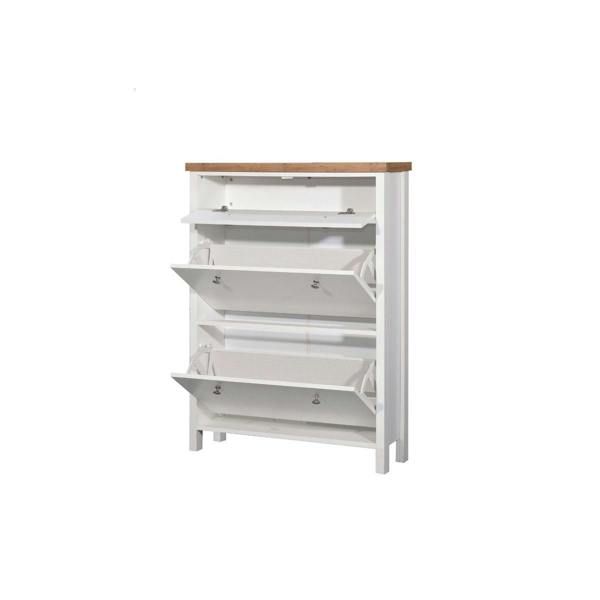 Timber Art Design Astbury 3 Tier Shoe Cabinet Storage Cupboard Footwear Stand Rack Wooden White