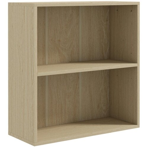 Wyld Haus Kesa Wood Natural Finish Low 2 Tier Bookcase With Adjustable Shelves
