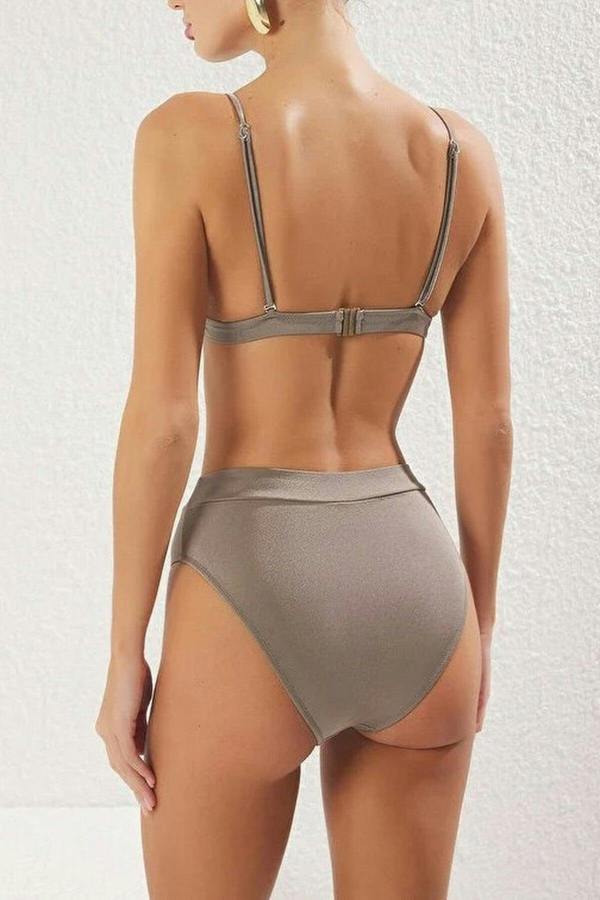 WOVCOR Triangle Hipster High-Waisted Padded Basic Bikini Set