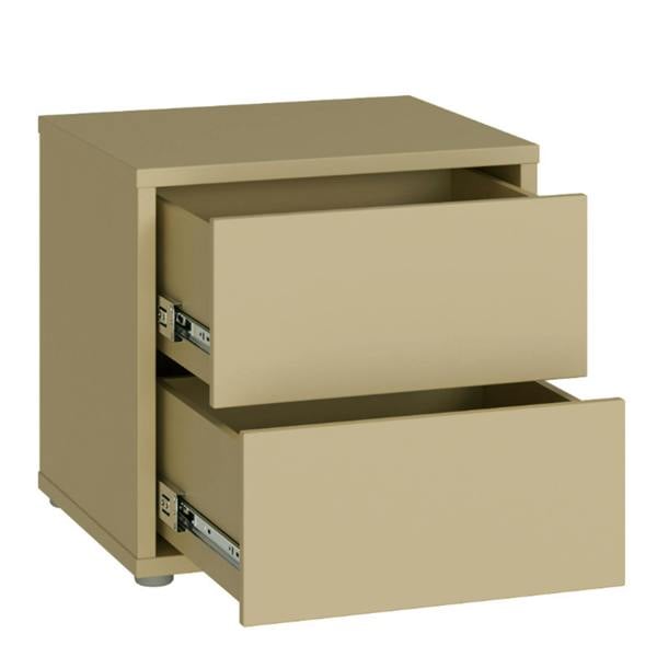 Furniture To Go Alice Springs Low Bedside Cabinet with 2 Drawers Push-to-Open in Butter Yellow