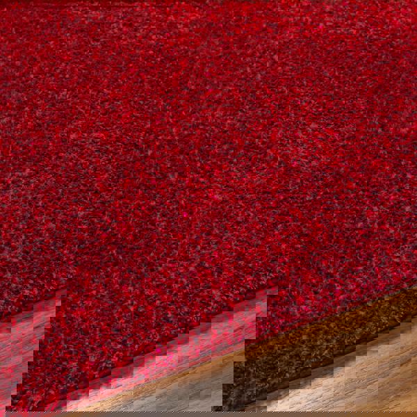 Livabliss Cloudy Shag-Solid Color Red Plush Soft Pile Rug