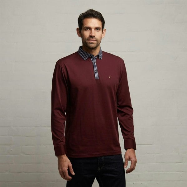 Gabicci G53Y03 Mens Long Sleeve Plated Jersey Polo Shirt Gabicci Classic - BERRY