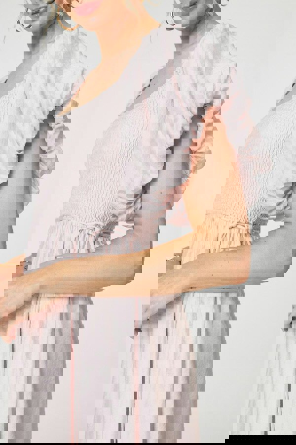 Pink | Puff 1/2 Sleeve Knee Length Dress