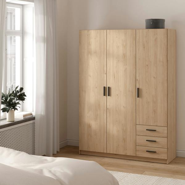 Furniture To Go Sprint Wardrobe with 3 Doors + 3 Drawers in Jackson Hickory