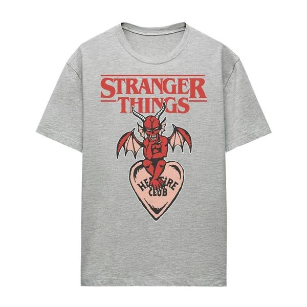 Stranger Things Womens/Ladies Hellfire Heart T-Shirt - Athletic Heather - 