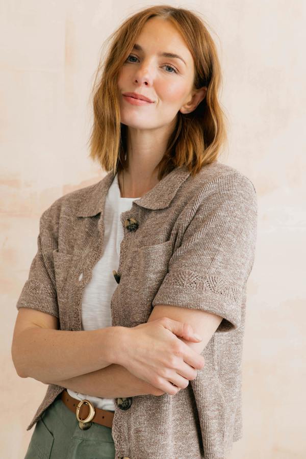 Lily & Me Phoebe Short Sleeve Knitted Jacket Mocha