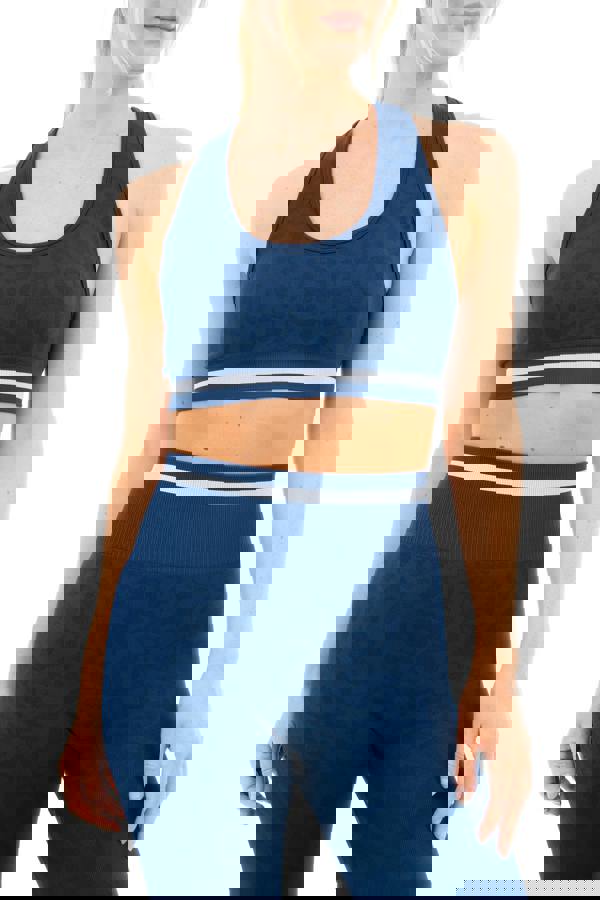 Smart Living Women's Leopard Print Seamless Padded Sports Bra - Navy