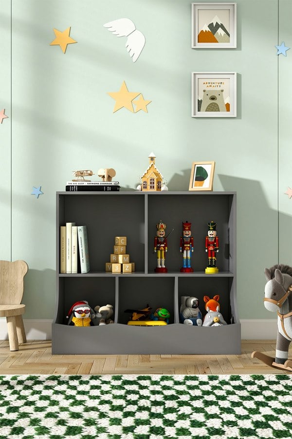 Living and Home 80cm H Double Layer Open Toy Clothing and Bookcase Management Cabinet