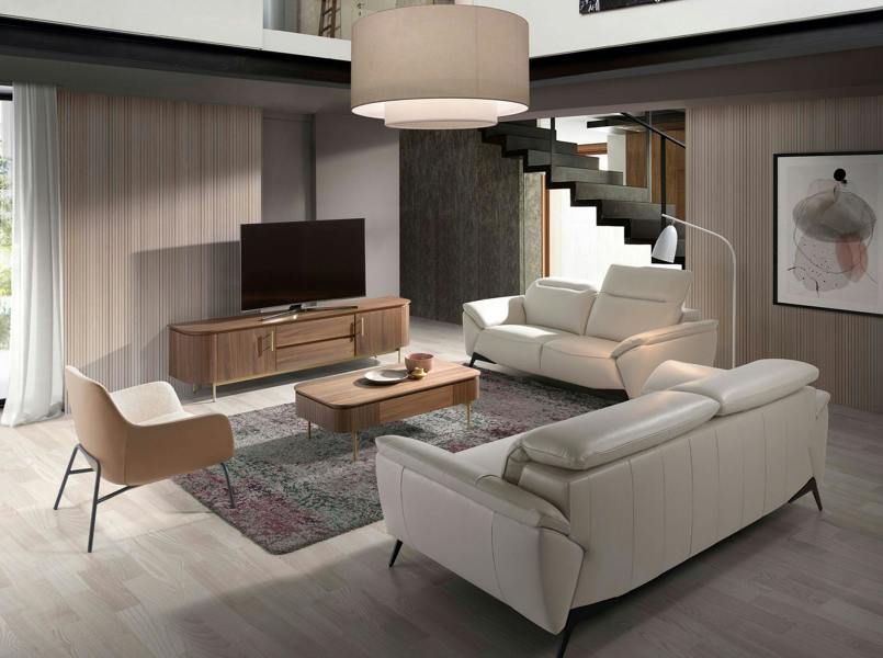 Angel Cerdá TV Stand Walnut and Golden Polished Steel 3227