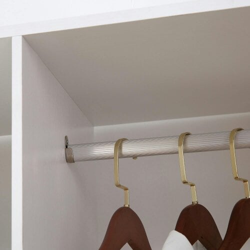 Wyld Haus Belario White Double Open Wardrobe With Shelves Hanging Rail And Lockable Wheels