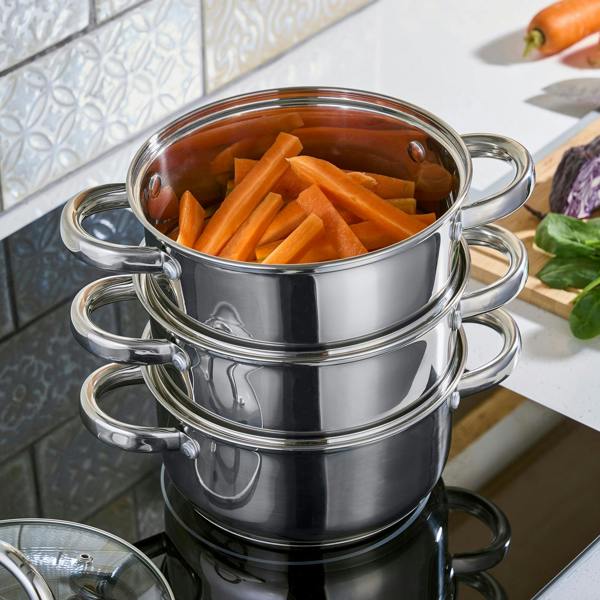 Cooks Professional 3 Tier Stainless Steel Steamer | 18cm