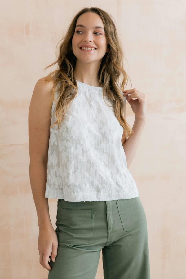 Lily & Me Cora Cotton Jacquard Shell Vest Laurel Stripe