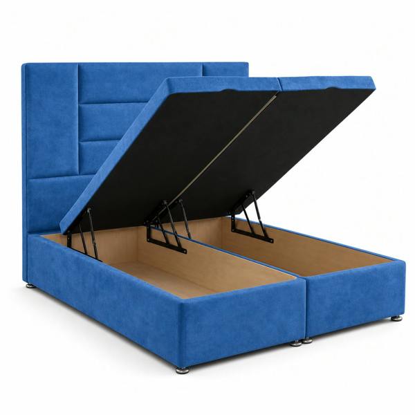 Great British Beds Madrid Divan Ottoman Bed - Blue Plush