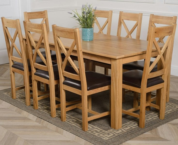 That's Furniture Oslo 180 x 90cm Large Oak Dining Set with Berkeley Oak Chairs