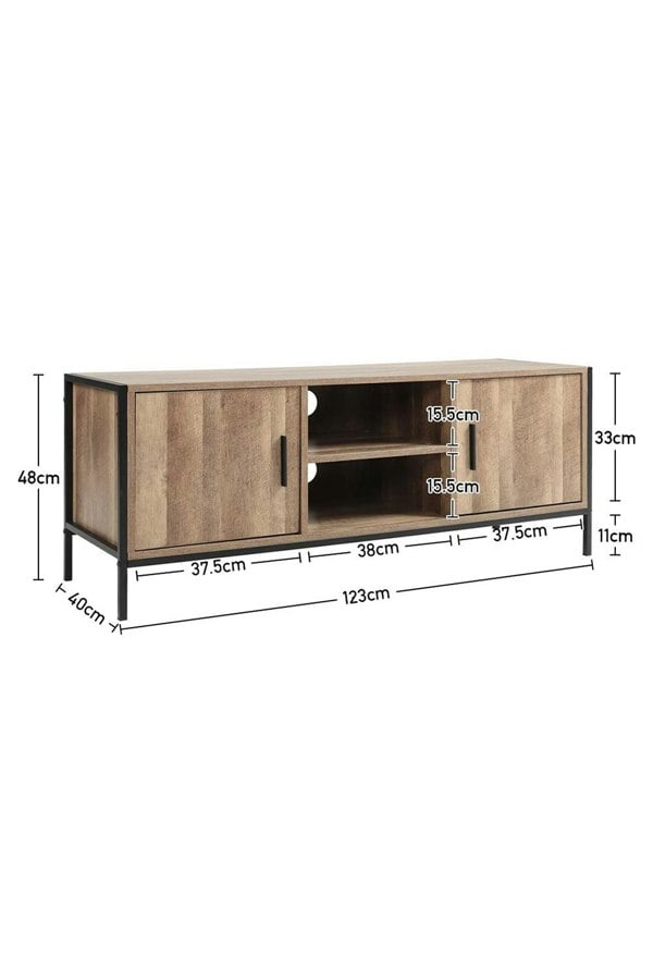 Living and Home 123cm Media Console Rustic Metal Frame TV Stand
