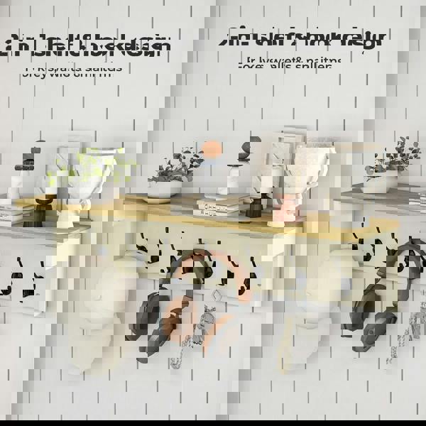 Levede Coat Rack Wall Mounted Shelf 7 Double Hooks Storage Entryway Hallway