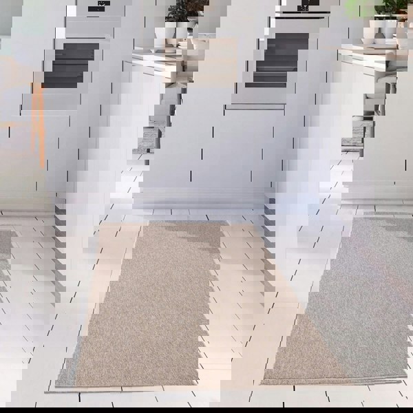 Beige Low Pile Area Rug Plain Design non-shedding