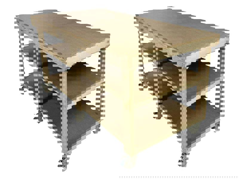 Arbor Garden Solutions Wooden Workbench MDF Top Depth-4ft With Wheels and Double Shelf