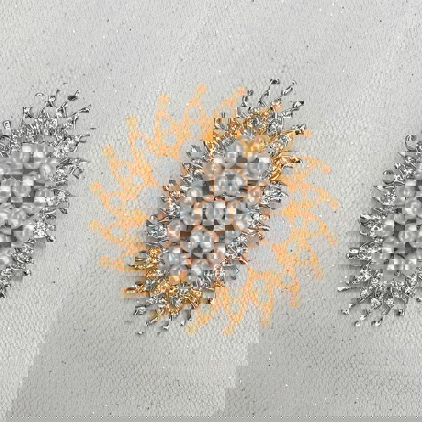 sunflower brooch gold pearl crystal brooch