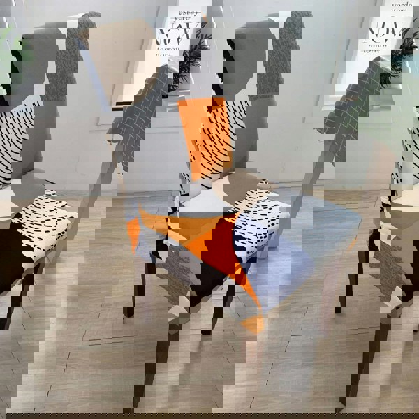 Anyseat Orange Pattern and Lines Elastic Chair Cover for Dining Room