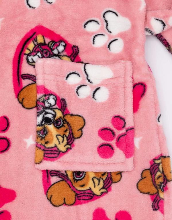 Vanilla Underground Paw Patrol Girls Pink Hooded Bathrobe