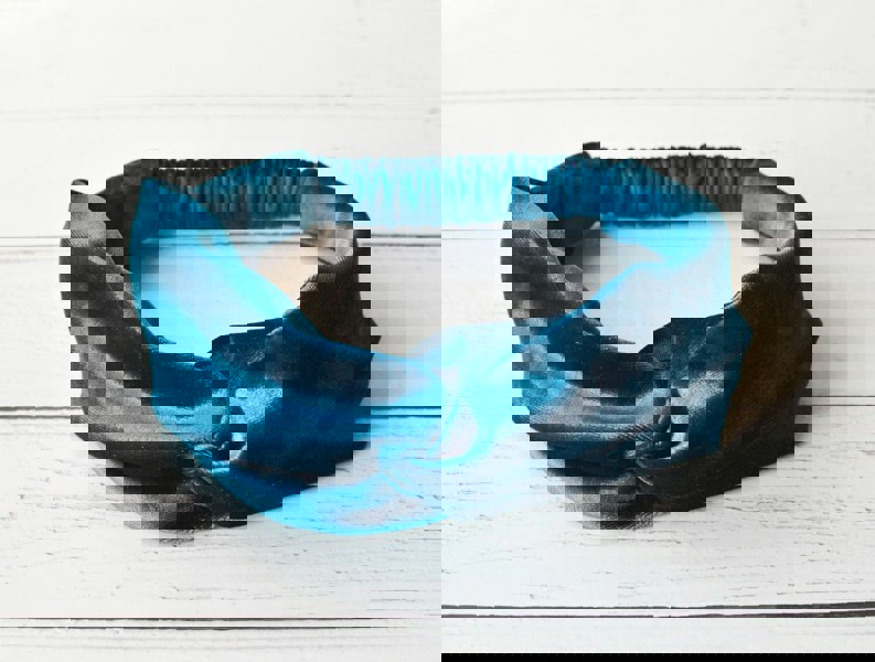 Antonia York Teal Velour Velvet Headband | Tess Twisted Knot Elasticated Bandana