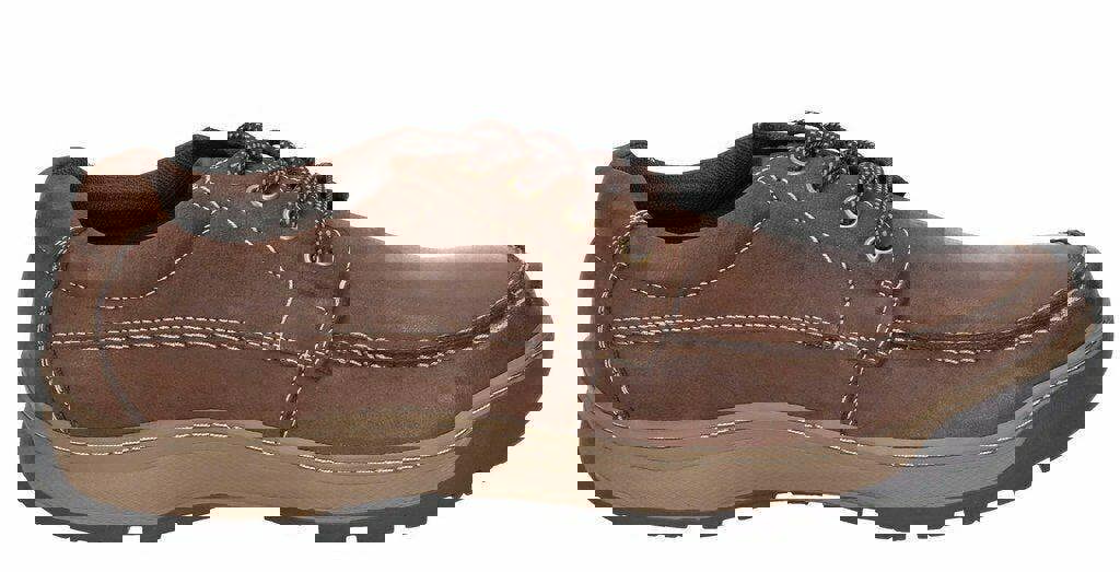 Hush Puppies Tucker Mens Casual Lace Up Smart Leather Shoes, brown leather with stitched detail and a durable rubber sole.