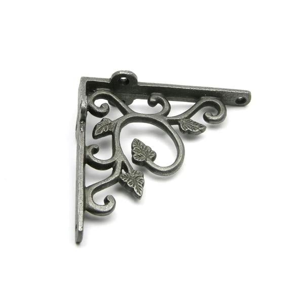 Pair of Cast Iron Leaf Design Shelf Brackets - 115mm x 115mm