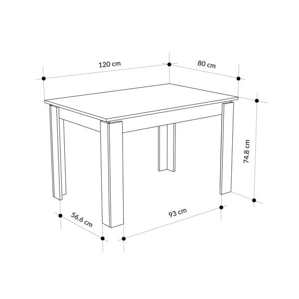 Decortie Tolmen Dining Table Rectangular Extendable Table for 4 Seater Contemporary Kitchen Table 120Wcm Living Room