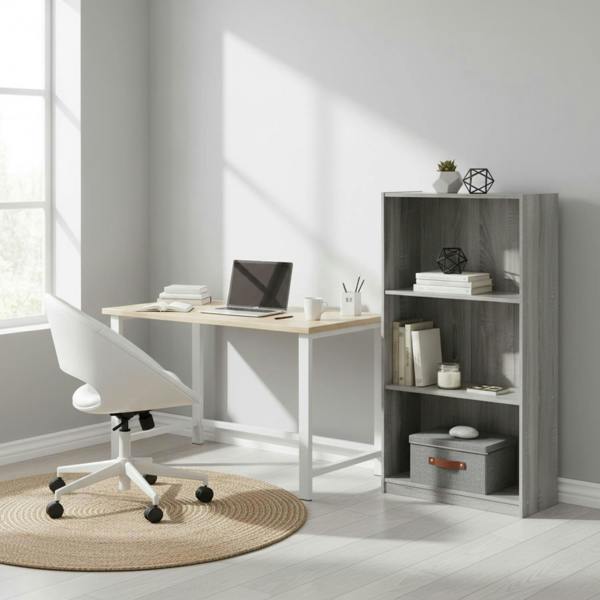WALPLUS Basic 3-Tier Bookcase Storage Shelves, French Oak Grey designed to complement modern interiors - 99736GYW