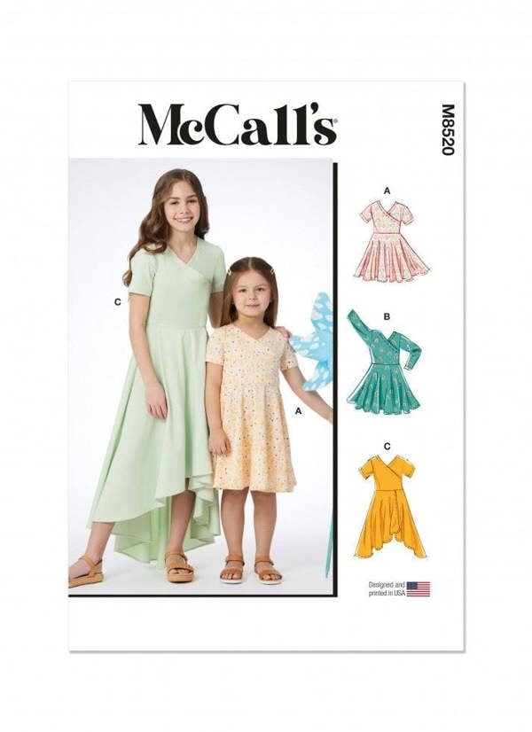 McCalls 8520 Paper Sewing Pattern – Kids' Dress, Easy