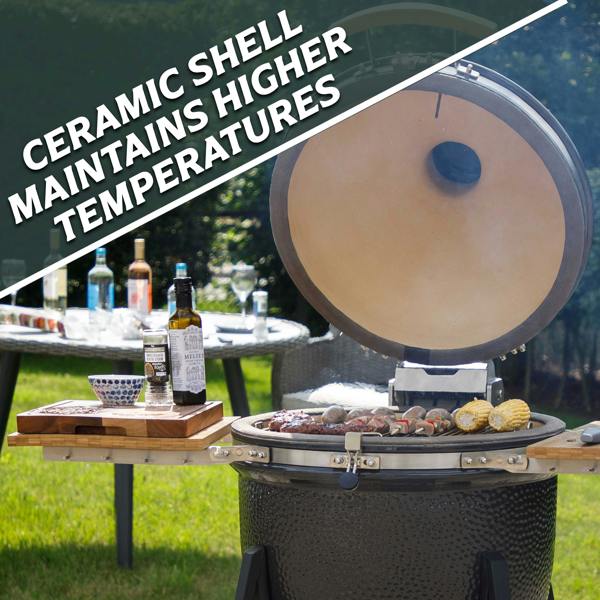 Dellonda DG159 Kamado Grills Action shot - ceramic - shell
